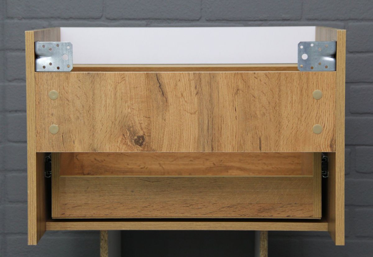 Тумба подвесная под умывальник "Bazis 60" Ева с одним ящиком В1 Дуб Вотан Айсберг (DA5906T) | фото 8